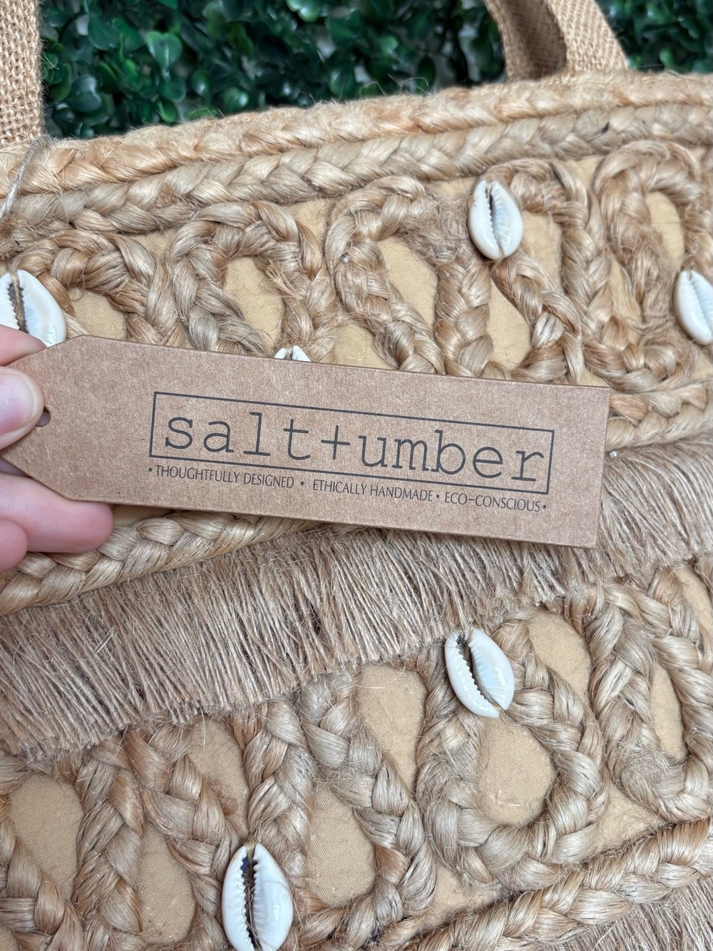 Salt + Umber Natural Woven Shell Tote Bag - Neutral Straw - Picture 2 of 6